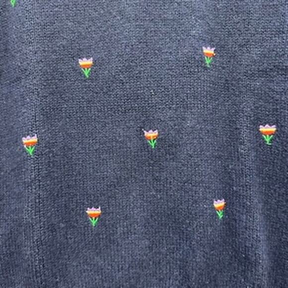 Jantzen‎ Vintage NWT Blue Pullover Women's Medium Embroidered Flowers Wool Blend - Picture 3 of 10